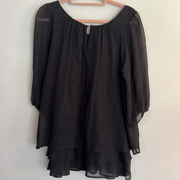 Anthropologie Black Layered Flowy Blouse - Picture 3 of 4
